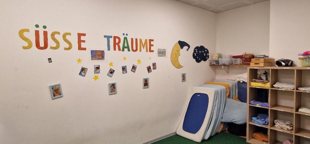 Schlafecke der AWO Kita Denickestraße in Hamburg im Stadtteil Harburg.